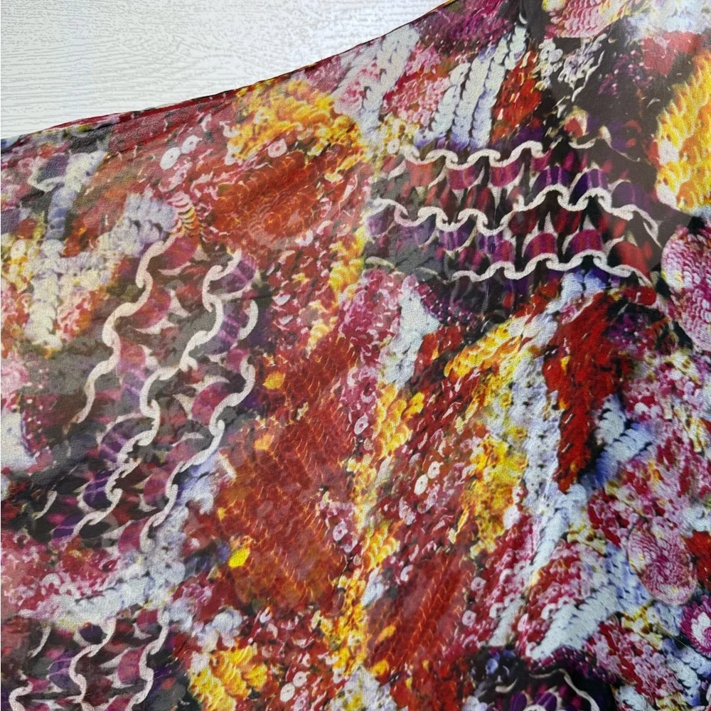 Diane Von Furstenberg Print Sheer Silk Mini Dress with Lining size 14 - Picture 11 of 11